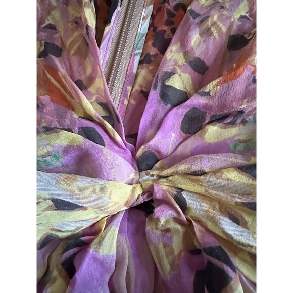 Anthropologie Leifsdottir 100% Silk Mini Dress butterfly bohemian sz 8 tie dye - Picture 10 of 14